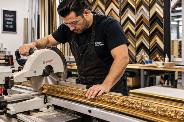 Picture frame manufacturing in our Los Angeles workshop